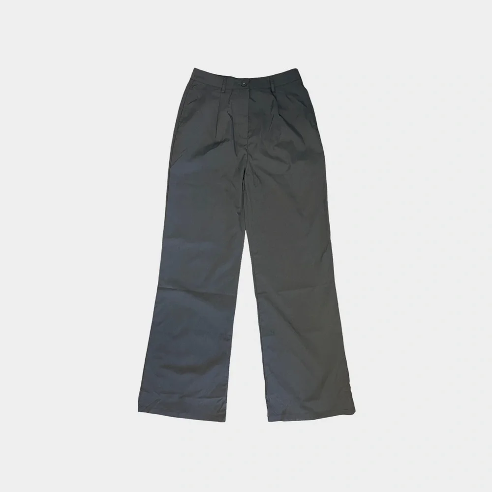 Pretty Little Thing Charcoal Peach Skin Straight Leg Trousers - Picture 10 of 10
